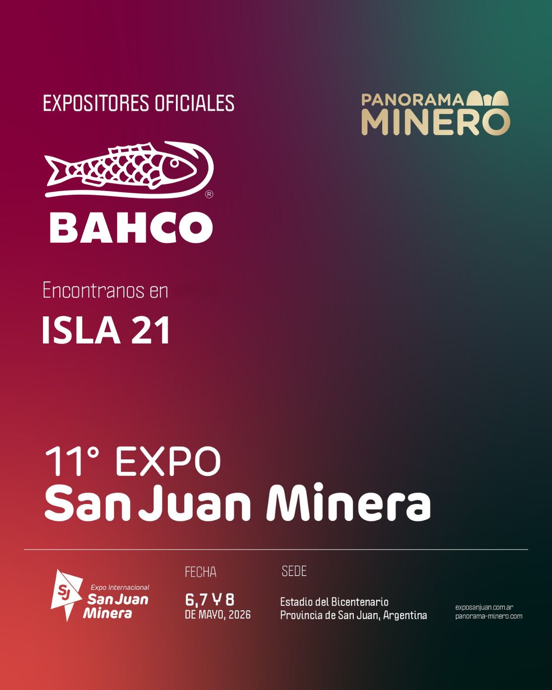 VENÍ A VISITARNOS EN LA EXPO MINERA SAN JUAN